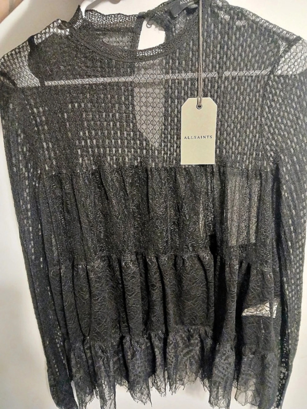 Allsaints Black Lace Blouse NWT